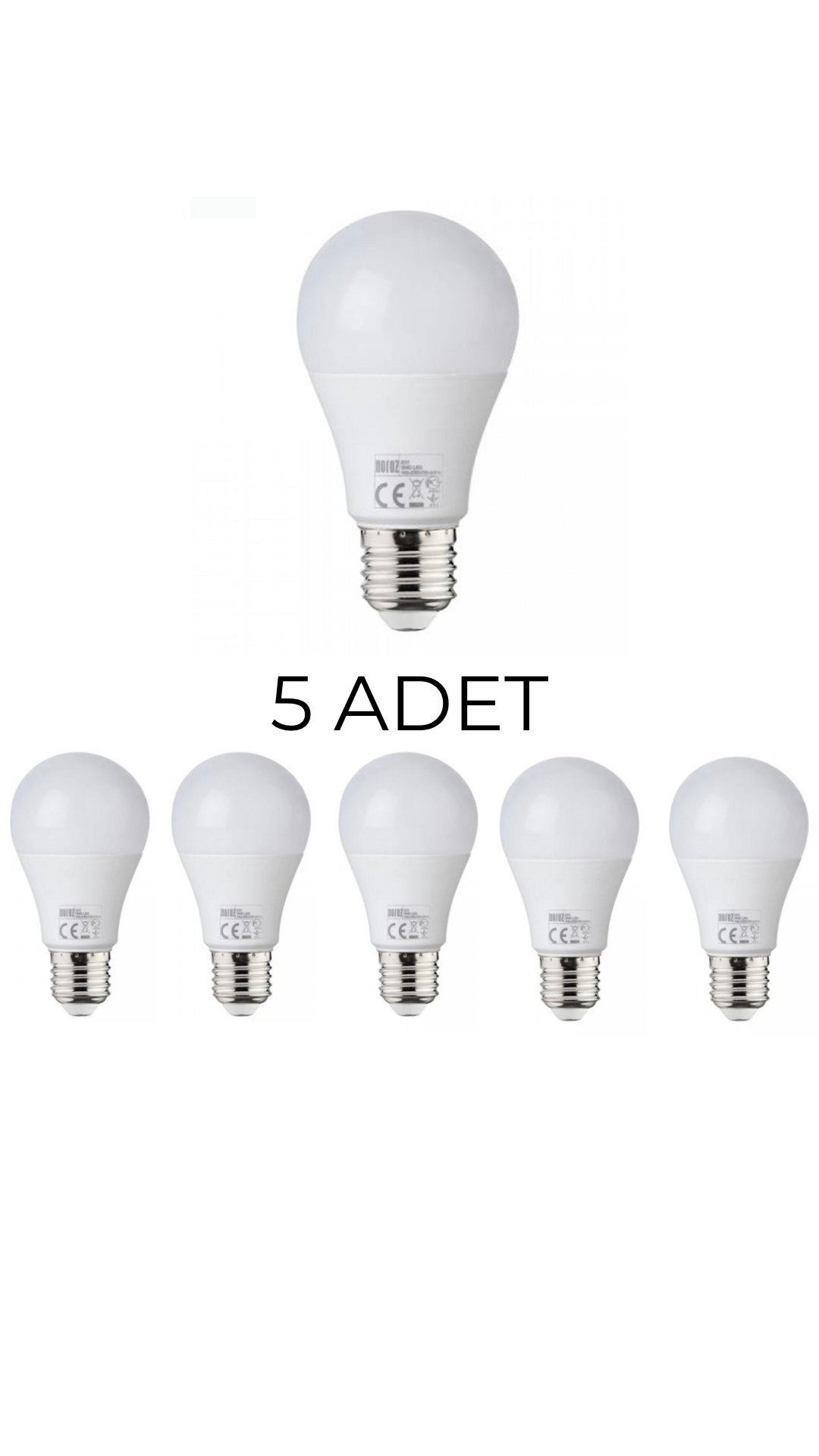 Horoz Premier-9 Led Ampul 9W E27 Duy Sarı Işık (2700K) - 5’li Paket