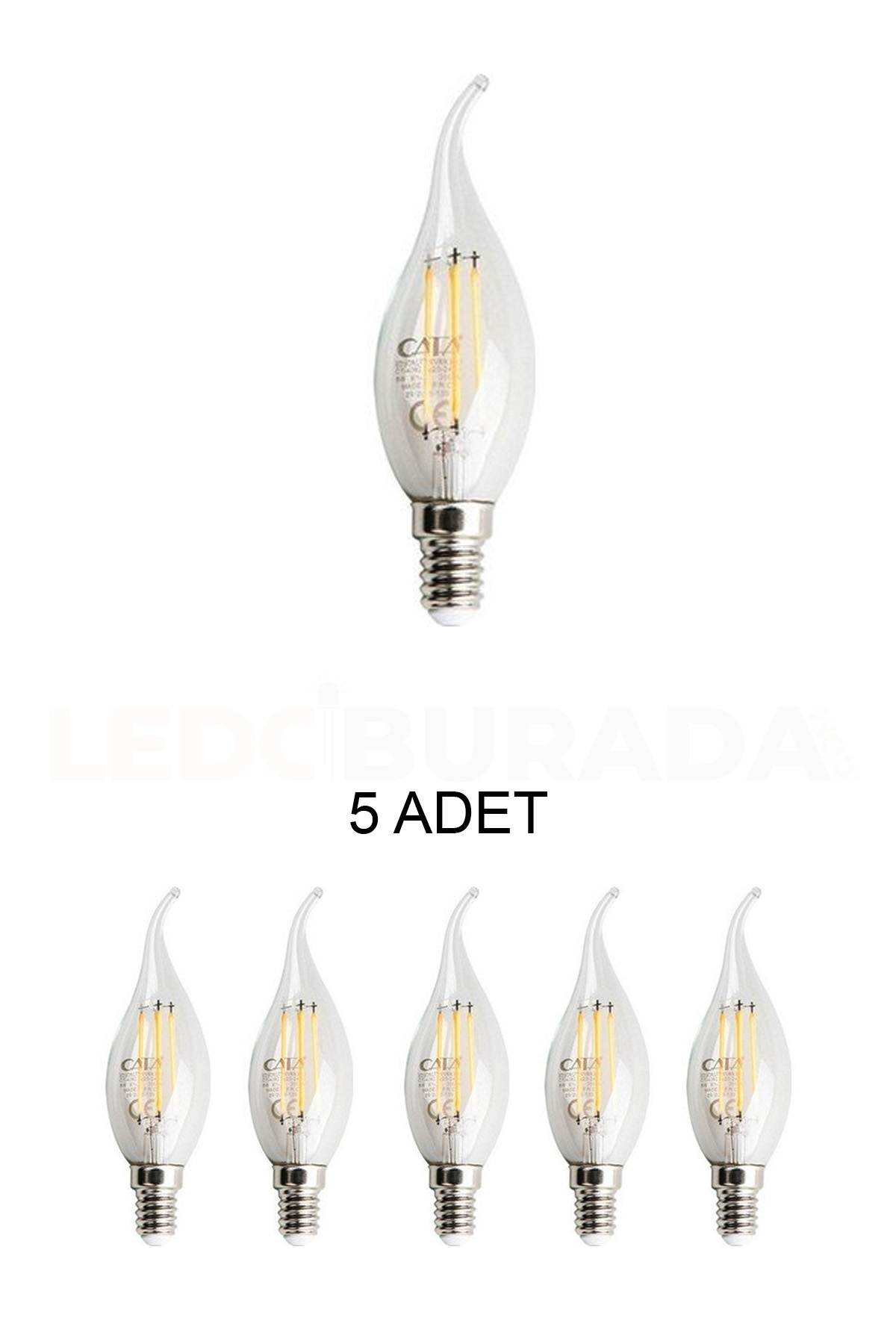 Cata Ct-4073 Dimlenebilir Led Kıvrık Buji Ampul Günışığı 4W - 5’li Paket