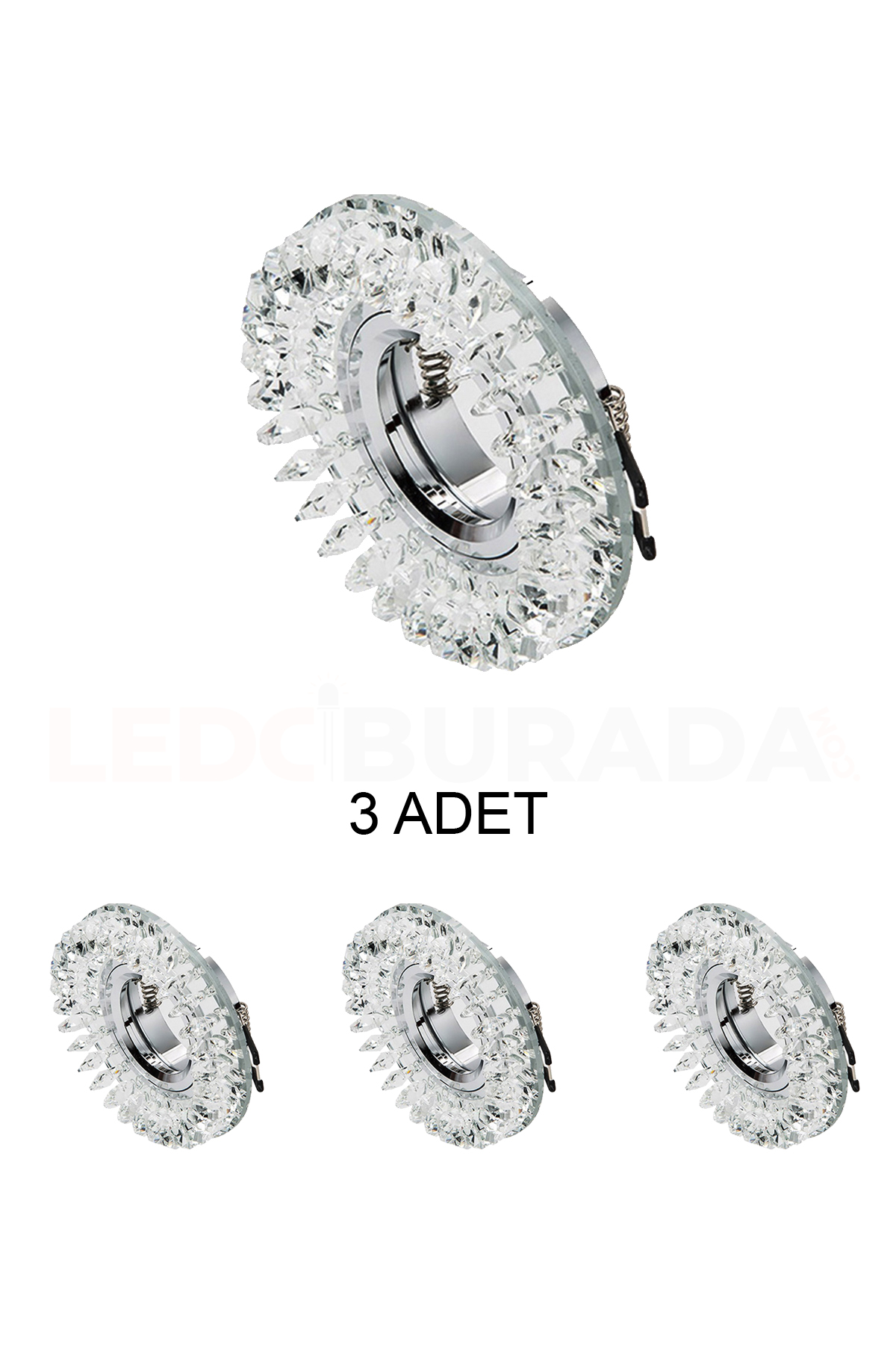 Cata CT-6569 Menekşe Dekoratif Cam Spot Kasası Gu10 - 3’lü Paket