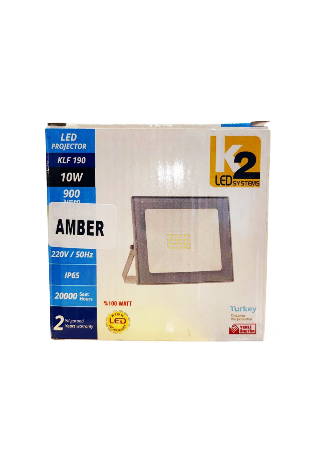 K2 KLF190 Led Projektör 10W Amber - 3’lü Paket