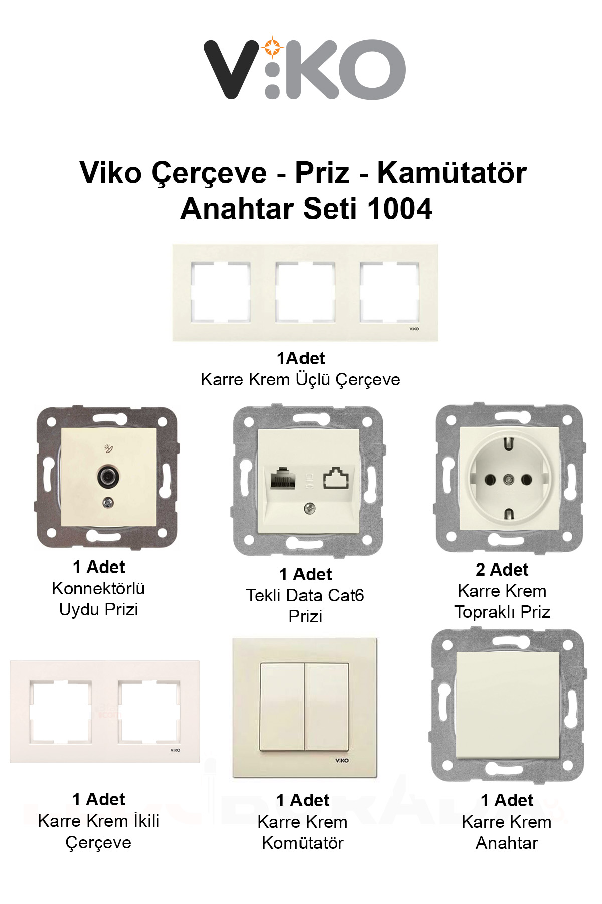 Viko Çerçeve - Priz - Kamütatör - Anahtar Seti 1004