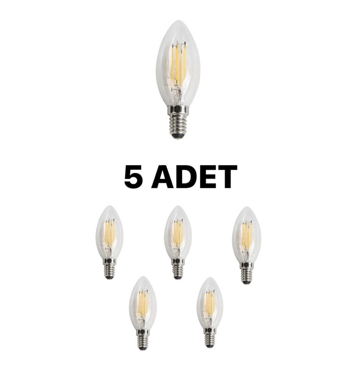 Cata CT-4063 Edison Led Buji Ampul 7W Günışığı (Sarı)- 5’li Paket